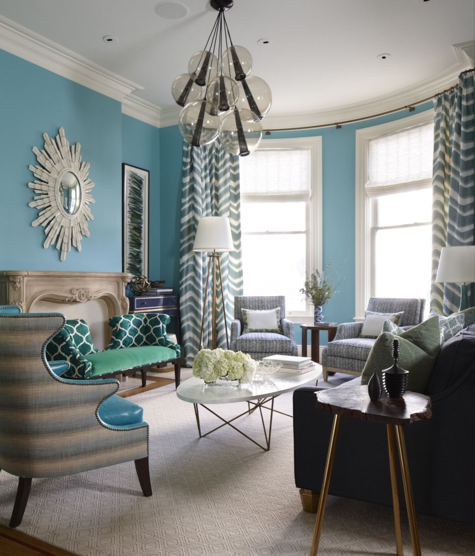 Turquoise color paint room