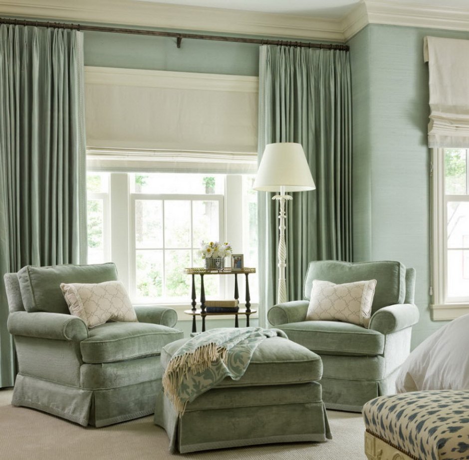 Living room ideas with green curtains
