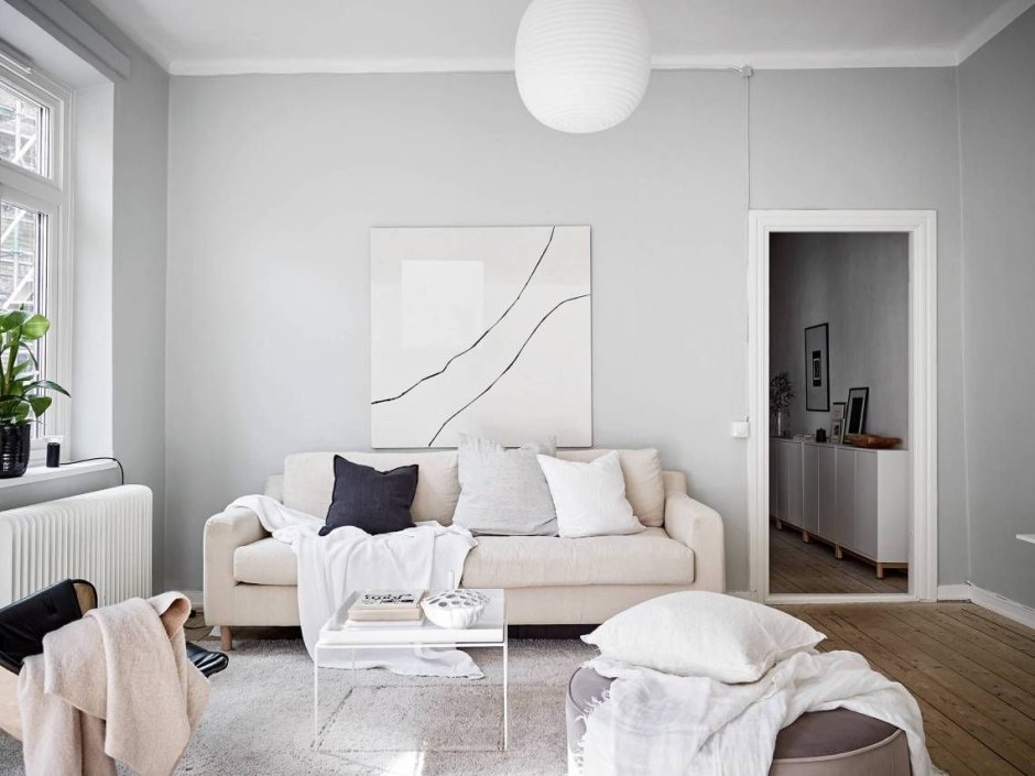 White grey beige living room
