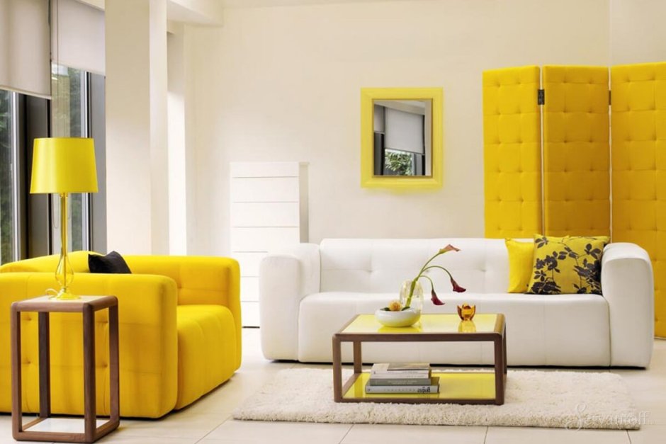 Living room yellow colour combination