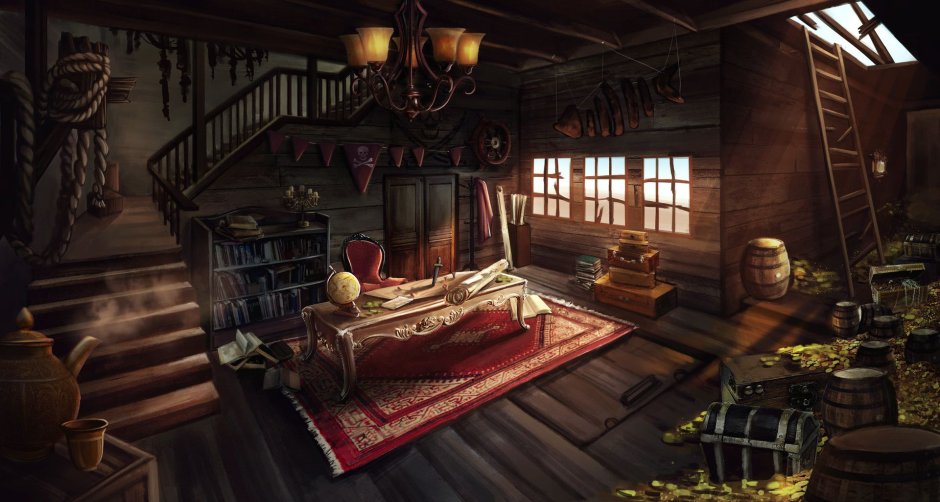Rooms in a pirate ship