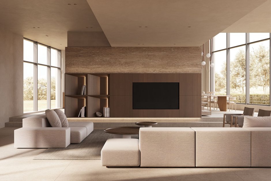 Warm beige living room
