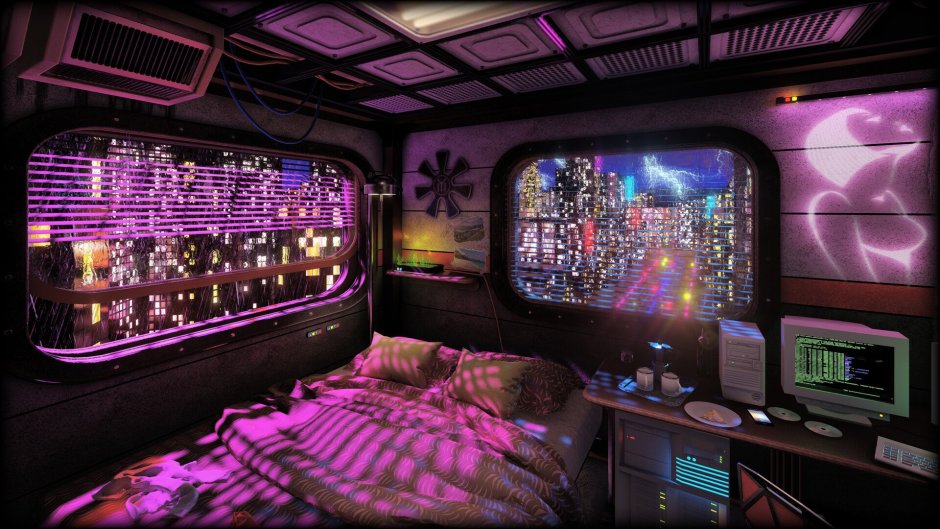 Neon cyberpunk room decor