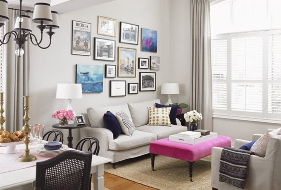 Gray and lavender living room