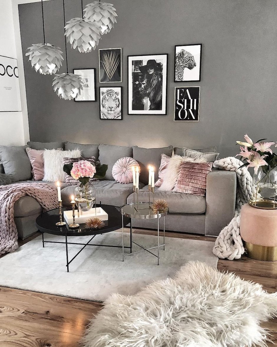 Grey and pink room ideas