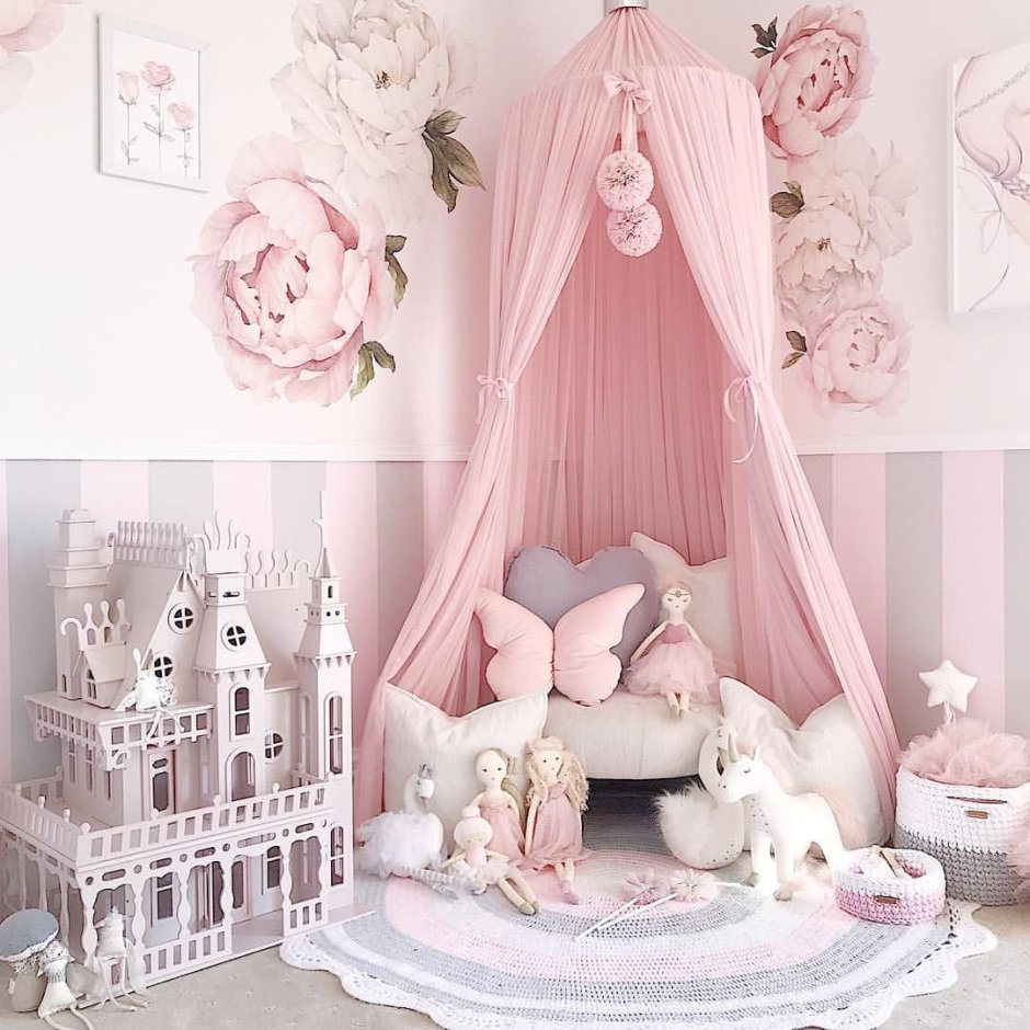 Baby pink and white room