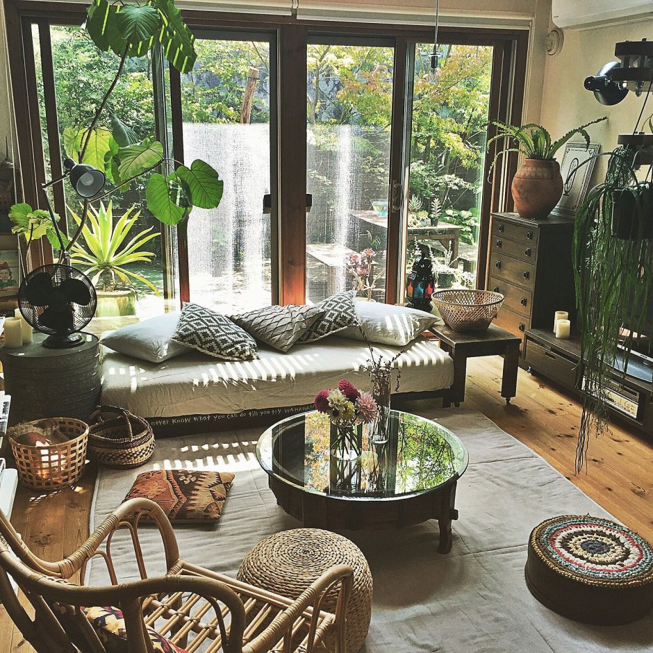 Living room bali style interior design