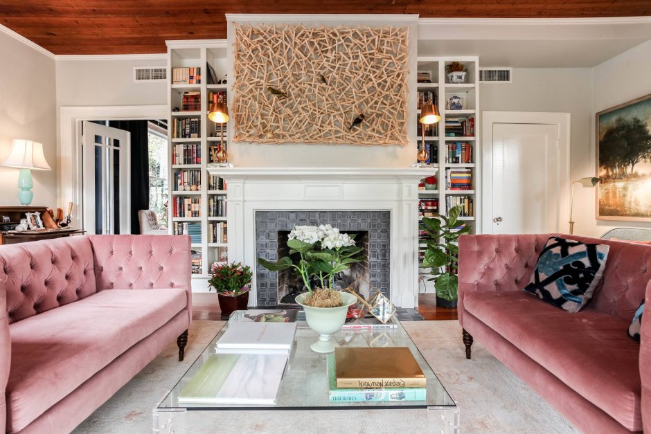 Pink sofa living room ideas