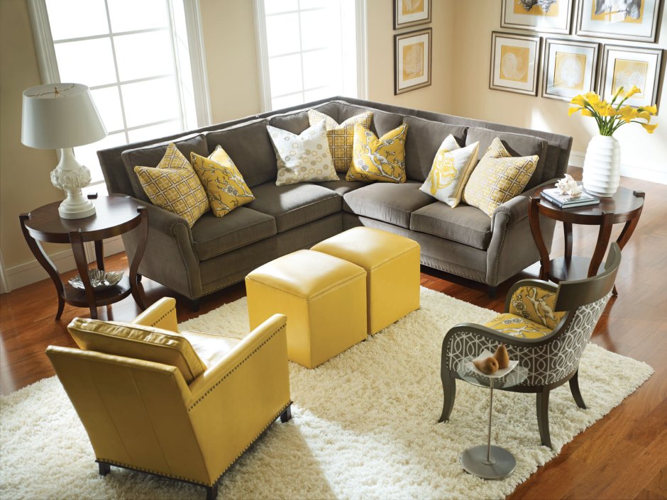 White and yellow living room ideas