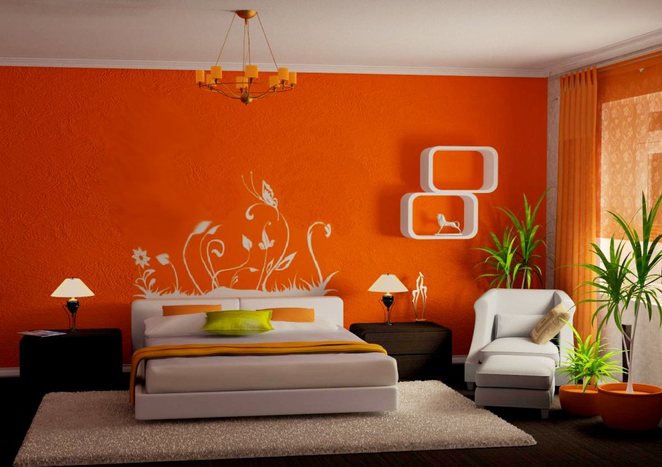 Orange colour room design