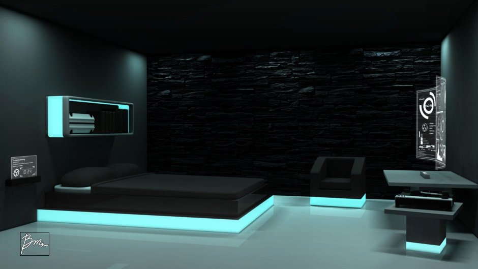 High tech futuristic living room