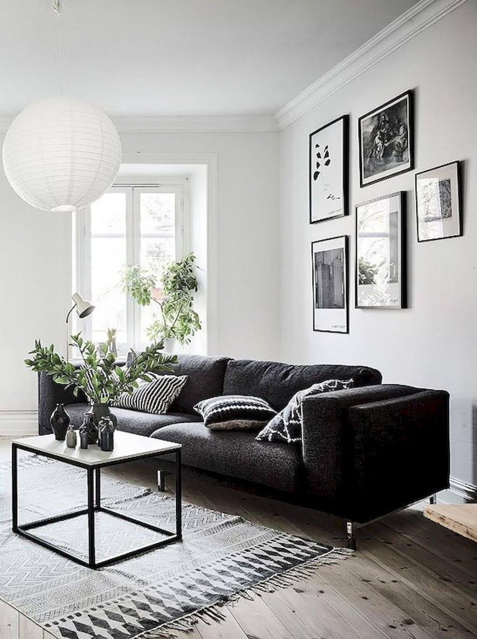 Modern black wall living room