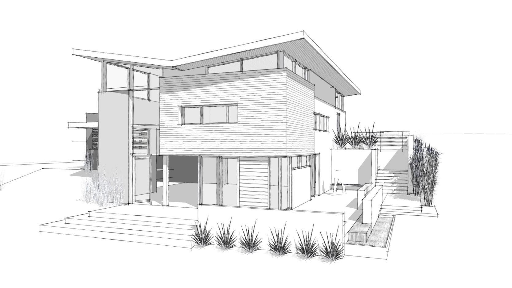 Modern house in continuous line art drawing style. Contemporary building  architectural model black linear design isolated on white background.  Vector illustration Stock Vector | Adobe Stock