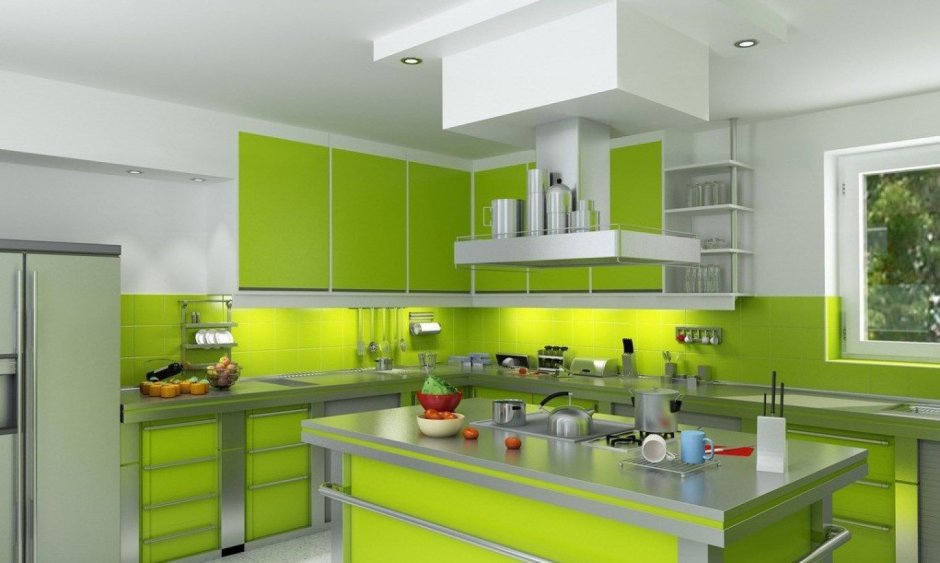 Green kitchen set