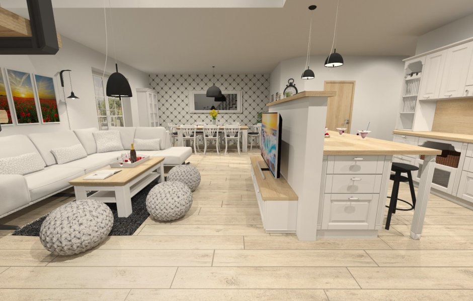Kitchen and living