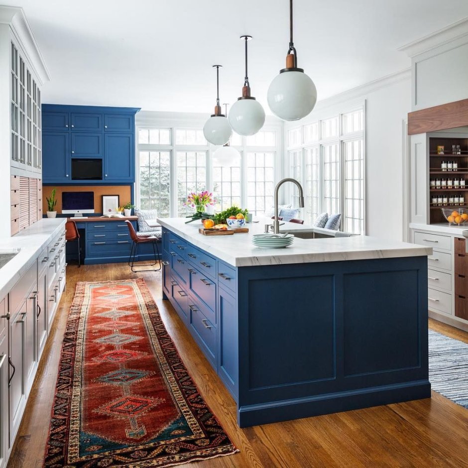 Red and blue kitchen