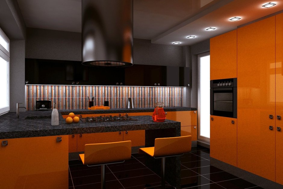 Orange colour kitchen