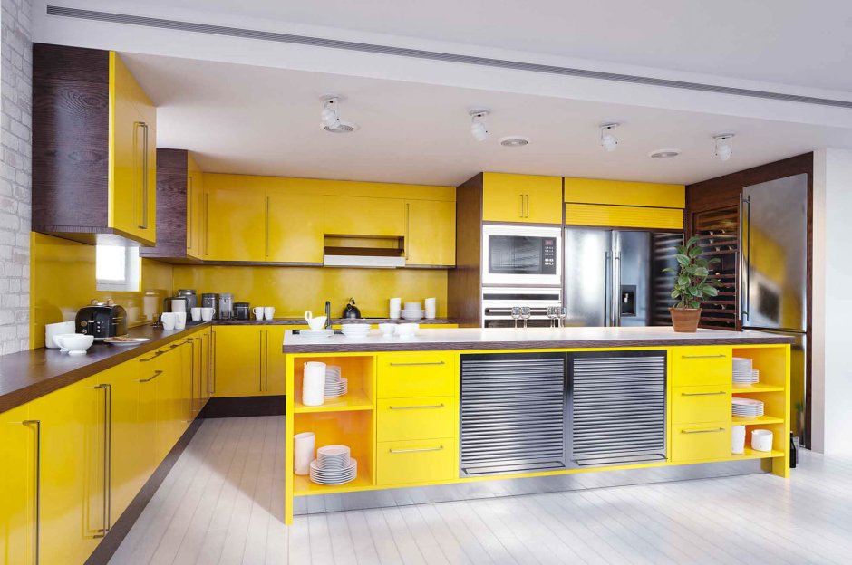 Dark yellow kitchen