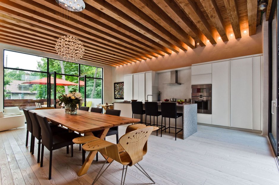 Wood ceilings in kitchen