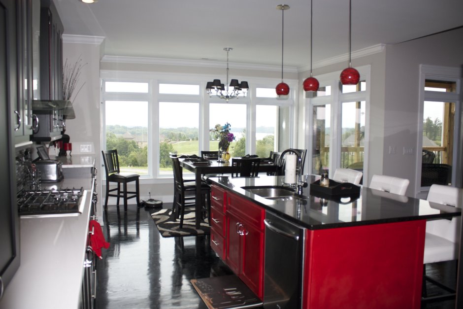 Red white black kitchen