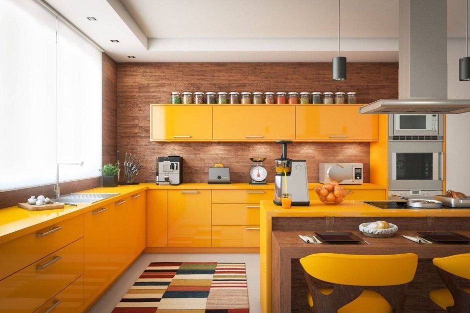 Yellow and orange kitchen