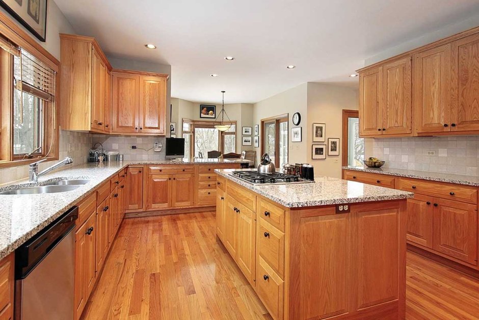 Wooden flooring kitchen design