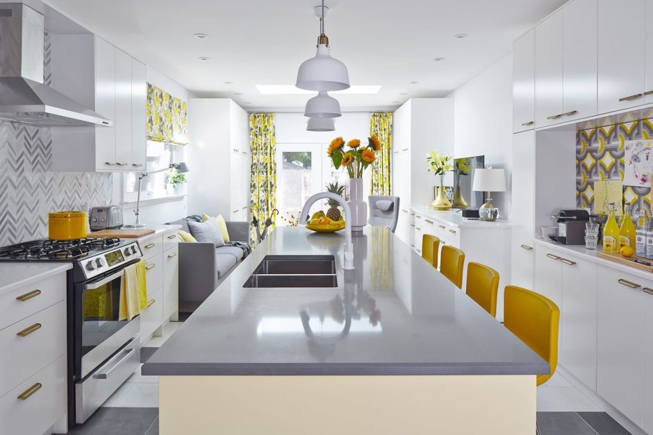 Yellow and white kitchens
