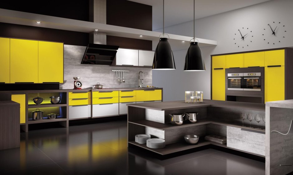 Black yellow kitchen