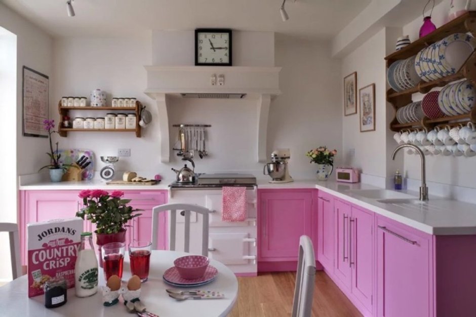 Pink color kitchen