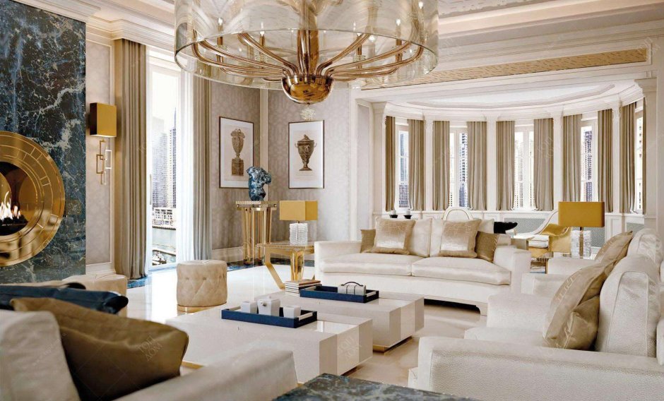 White and gold interior