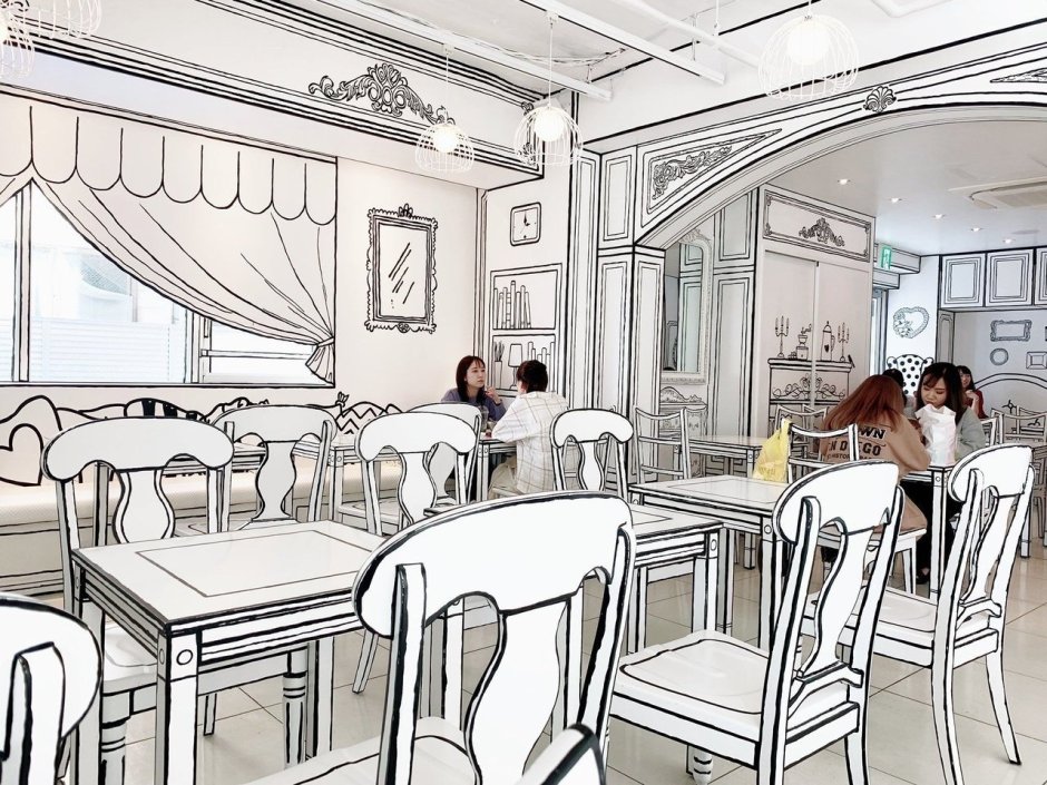 Cafe interior drawing