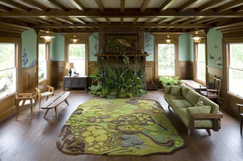 Green carpet interior design