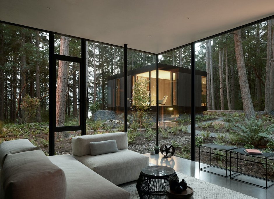 Glass houses in the woods