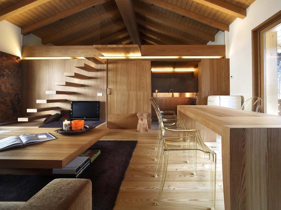 Inside of wooden house
