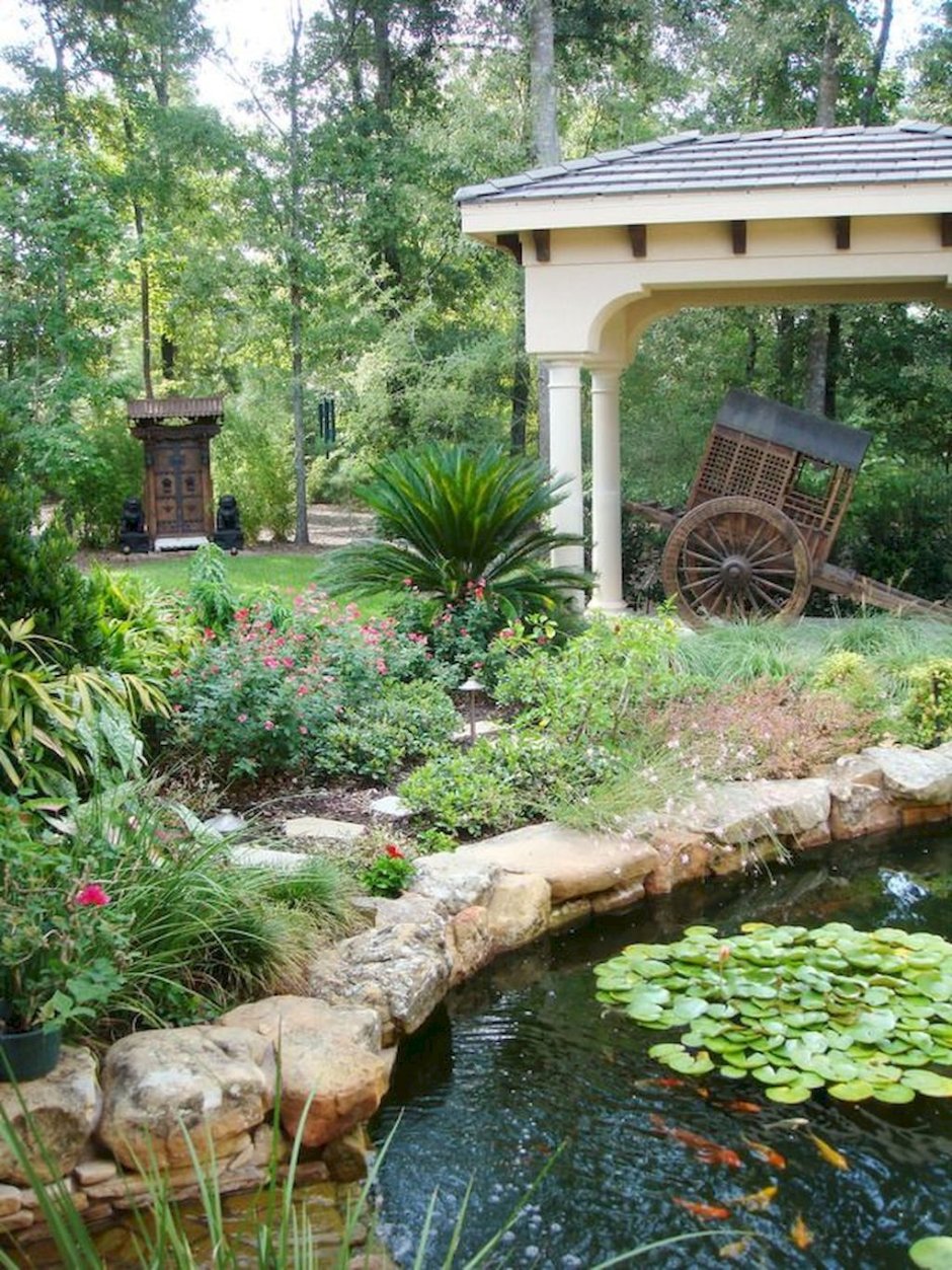 Garden with pond design