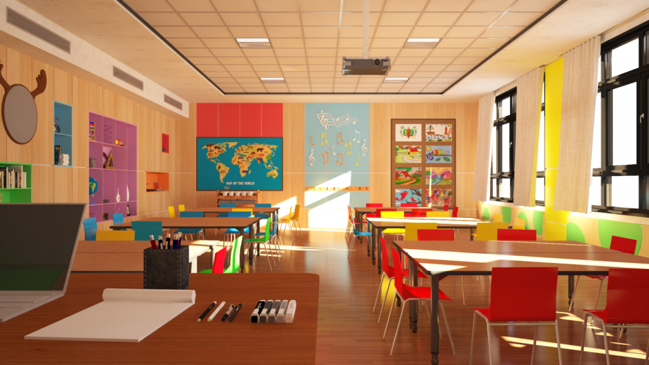 Modern kindergarten classroom