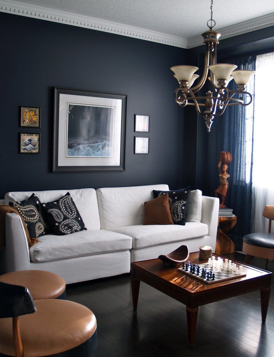 Brown blue living room