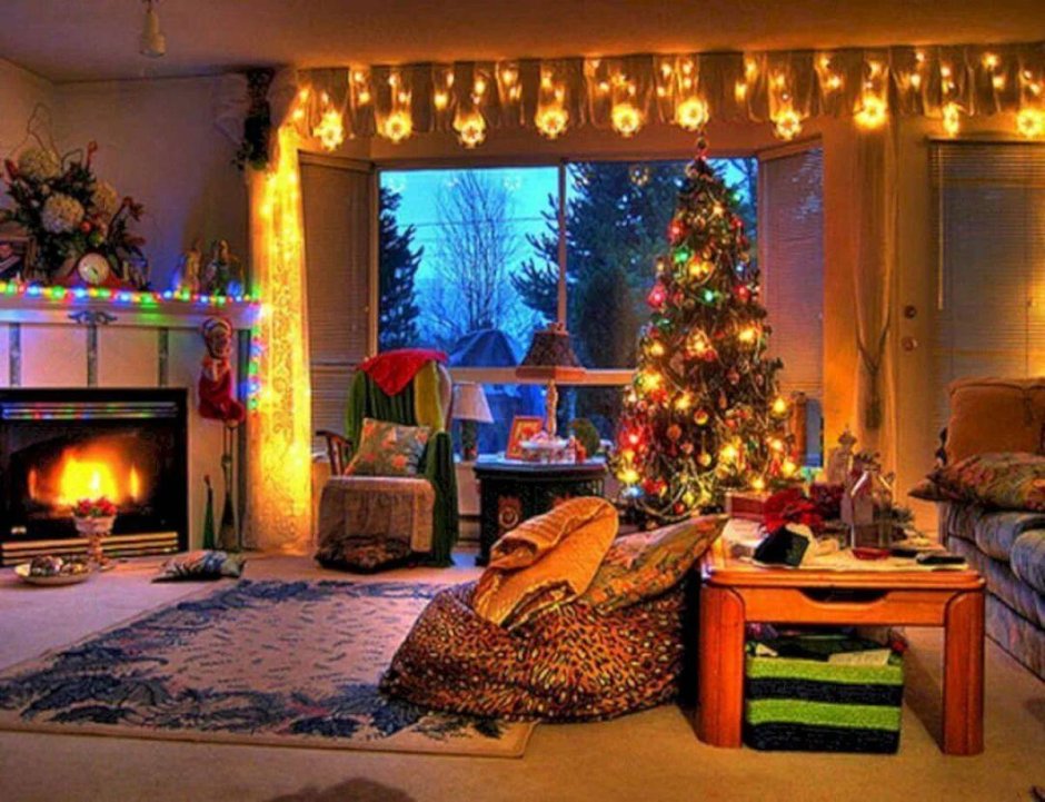 Christmas lights design in room