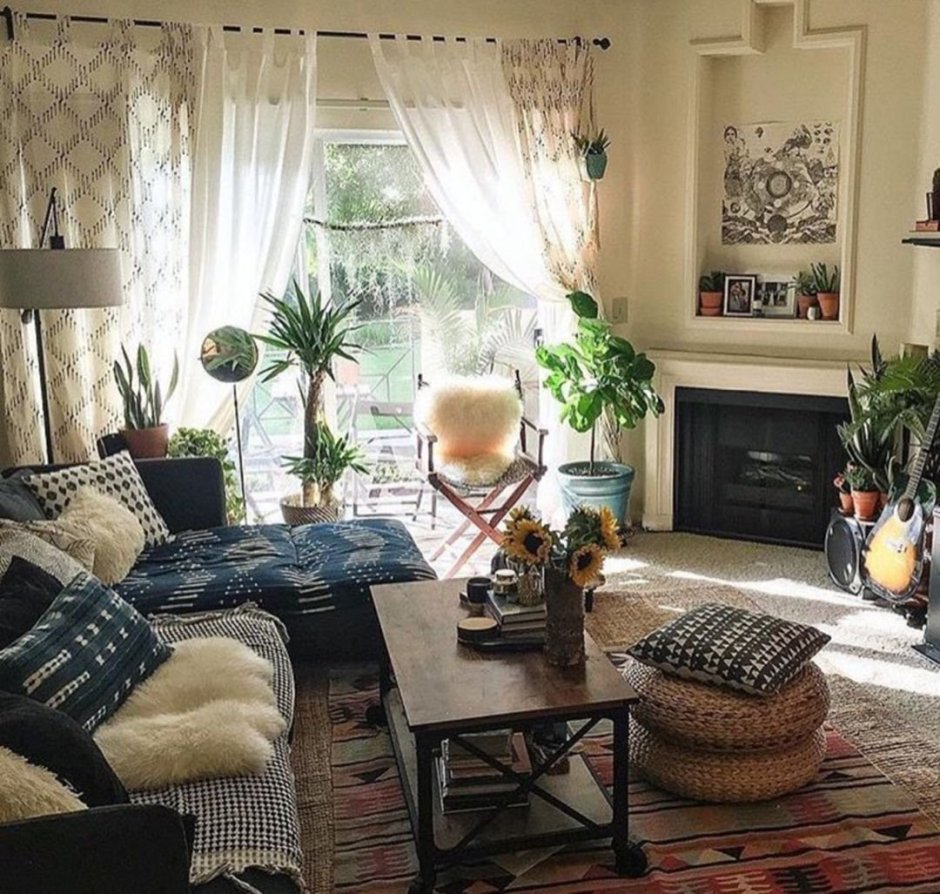 Cozy living room with plants