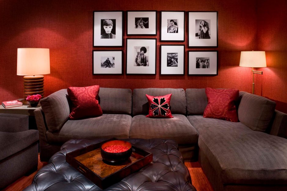 Red and brown living room