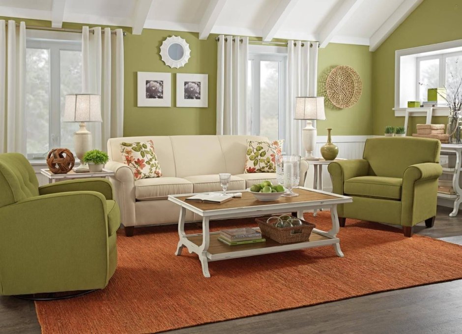 Living room design green colour
