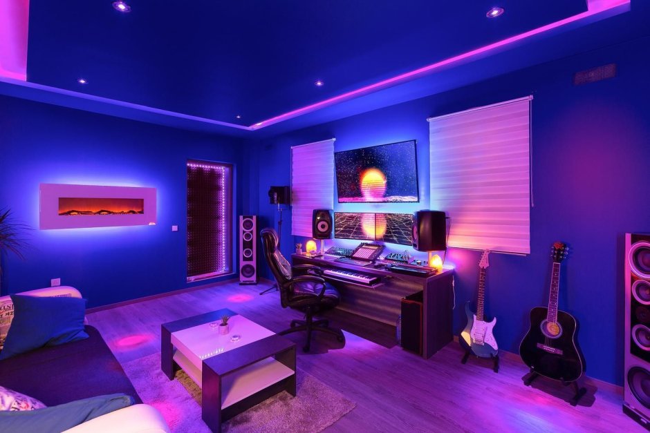 Modern room with led lights