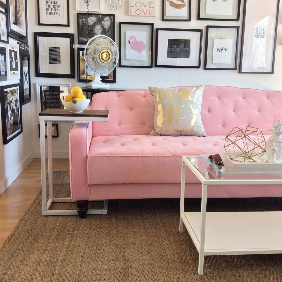 Pink black living room
