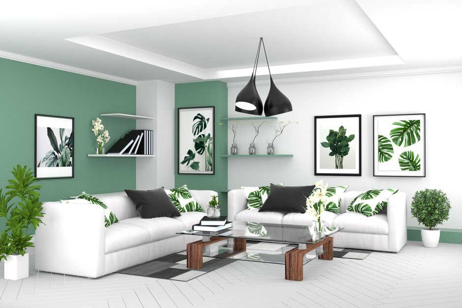 Living room black and green
